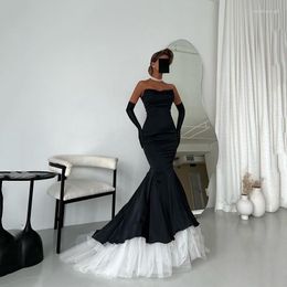 Party Dresses UZN Chic Mermaid Prom Sleeveless Strapless Evening Dress Satin And Tulle Saudi Arabia Gowns Custom Size