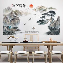 Beautiful Mountains and Rivers Wall Stickers Ancient Style Landscape Painting Home Wall Beautifying Decorative Wall Decal Mural L230620
