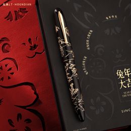 Fountain Pens LT Hongdian N23 Fountain Pen Rabbit Year Limited Men Women High-End Students Business Office Signing Pen Gold Carving For Gift 230620