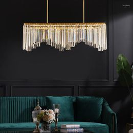 Chandeliers JMZM Modern Crystal Chandelier Copper Light Luxury Living Room Bedroom Dining Rectangular Bar Counter LED Indoor Lighting