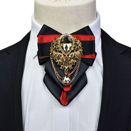 Bow Ties Original Luxury Bowtie Brosches Chain Set Highend Men's Woman's Jewelry Gift Men Business Party Wedding Accessories 230619