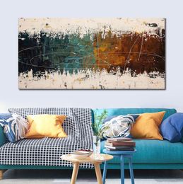 Colourful Abstract Painting on Canvas White Blue Brown Art Unique Handcrafted Artwork Home Decor