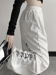 Women's Pants White Harajuku Wide Leg Cargo Women Letter Print Punk Streetwear Y2k Pantalones Mujer Korean Fashion Joggers Sweatpants