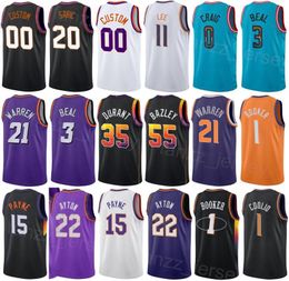 Print Basketball Devin Booker Jersey 1 Kevin Durant 35 TJ Warren 21 Darius Bazley 55 Bradley Beal 3 DeAndre Ayton 22 Damion Lee Man Edition Kids Association Classic