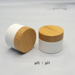 10g 20g Natural Bamboo Wood Lid Cap Plastic Jar Cosmestic Cream Packaging Jar Wooden Cover PP Cream Bottle White Plastic F329 Iejop