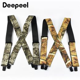 Other Fashion Accessories Deepeel 5115cm Camouflage Men's Suspenders XType 4 Clips Adjustable Mens Suspender Elastic Wide Braces Male Jockstrap 230619