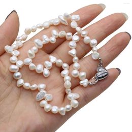 Chains Irregular Shape Natural Freshwater Pearl White Beaded Necklace Heart Shaped Pendant Fashion Jewellery Party Wedding Accessories