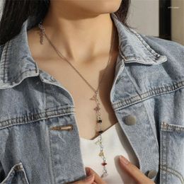 Pendant Necklaces WeSparking EMO Colourful Irregular Rough Stone Charm Necklace Clavicle Chain Gold Plated Chains For Women