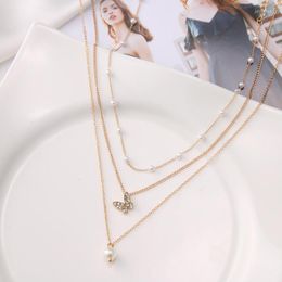 Подвесные ожерелья с длинным слоистым ожерельем бабочка мода Женские Женские Корейский стиль подарок для девушки милые прекрасные украшения шеи