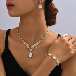 Necklace Earrings Set Luxury For Women Cubic Zirconia Wedding Party Brides Earring Bracelet 3 Pcs/set