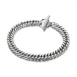 Link Bracelets 7mm Width Stainless Steel Bracelet Inseparable Simple Cuban For Men And Women Chain Jewellery