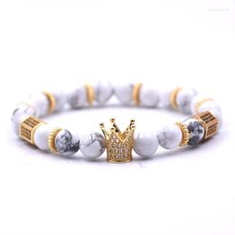 Charm Bracelets HYHONEY CZ Zirconia Crown Emperor Stone Bead Bracelet Men Christmas Jewelry Pulseira