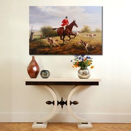 The Fox Hunt I Realistic Handmade Canvas Art Heywood Hardy Painting Horses Hunting Modern Bedroom Decor Vibrant
