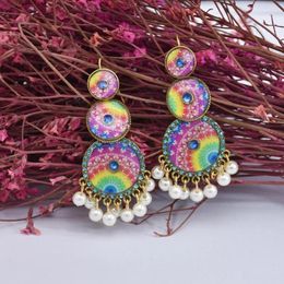 Dangle Earrings Bollywood Vintage Pattern Kundan Jhumka Jhumki Water Drop Women Boho Ethnic Bead Tassel Earring Jewelry