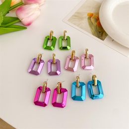 Stud Earrings Pendientes Mujer Acrylic Geometric Square Dazzle For Women Vintage Simple Hollow Forest Fashion Jewellery