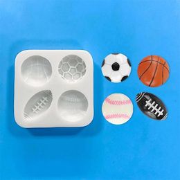 Baseball Football Football Basketball Silicone Cake Mold Aromatherapy Plaster Drops Baking Fondant Tool 1224537