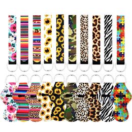 20PCS/SET Neoprene Lipstick Protective Cases Cover Party Favor Portable Balm Holders with Wristlet Lanyards