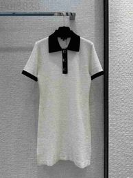 Runway Dresses Designer Milan Dress 2023 New Summer Autumn Lapel Neck Short Sleeve Fashion Brand Same Style DNLD
