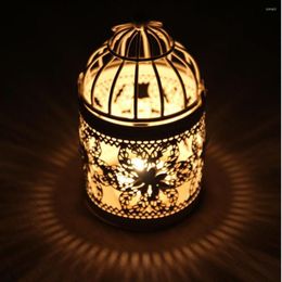 Candle Holders Retro Moroccan Style Lantern Hollow Holder Stand Wedding Romantic European Birdcage Shape Metal Home Decor