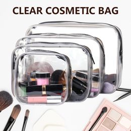 Cosmetic Bags 4pcs Organizer Transparent Waterproof PVC Unisex Toiletry Bag Portable with Zipper Clear Makeup Travel Accessories 230620