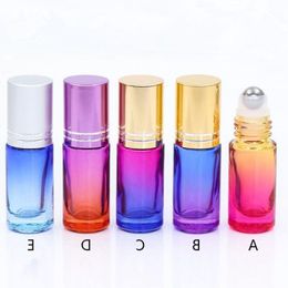 5ml Gradient Color Thick Glass Roll On Essential Oil Empty Perfume Bottle Roller Ball Durable For Travel F689 Fsffx