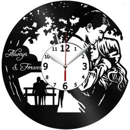 Wall Clocks Couple Vows Clock Record Art Black 12 Inch For Living Room Bedroom