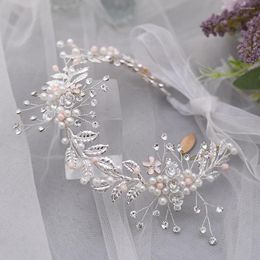 Headpieces Handmade Bridal Headwear Pearl Hair Comb Wedding Accessories Rhinestone Headband Shiny Banquet For Women