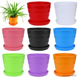 Planters Pots 9*9*8cm Colourful Mini Plastic Flower Pot 1PC Succulent Plant Flowerpot Home Office Desktop Decor Plant Pot M30#35 R230620