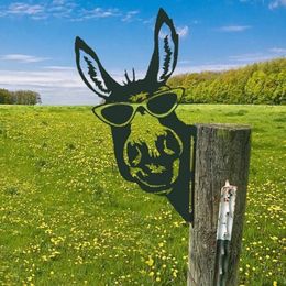 Garden Decorations Garden Fence Decoration Home Decor Metal Peeping Cow Backyard Hang Artwork Animal Theme Funny Welcome Sign for Home Park 230620