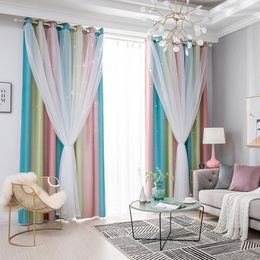 Curtain Blackout Star Curtains Stars for Kids Girls Bedroom Living Room Colourful Double Layer Window 230619