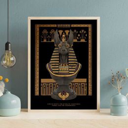 Black and Golden Egypt Anubis Pharaoh Retro Poster Mythology Charm Canvas Painting Wall Art Mural Room Decor Home Decoration L230620