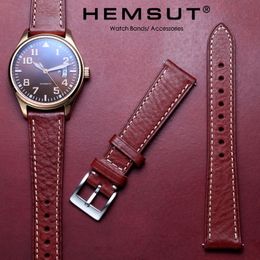 Watch Bands HEMSUT Italy Genuine Cowhider Watch Band For Men Vintage Soft Wrap Handmade Leather Wrist Straps Quick Release 22mm18mm20mm 230619