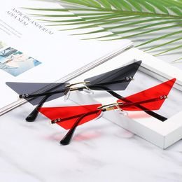 Sunglasses Personalised Cat Eye Rimless Men's And Women's Narrow Are Funny Fashion Sun Glasses