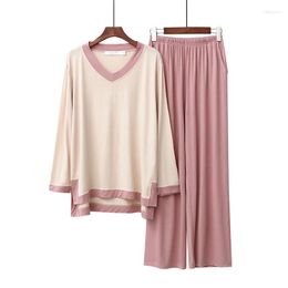 Women's Sleepwear Nightwear Pink Cute Pyjamas Female Springh PJS Sets Long Sleeve Loose Two-pieces Home Clothes Suit With Pants Homewear