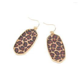 Dangle Earrings 2023 Spring Arrivals Oval Wooden Leopard For Women Girls Fashion Jewellery Super