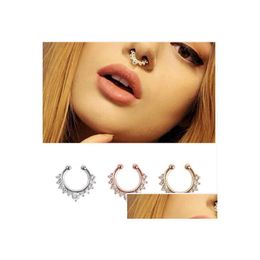 Nose Rings Studs Brick Lap Ring Fake Cartilage Earrings Round Sterling Sier Jewellery Female Boys And Girls Drop Deli Dhjvs