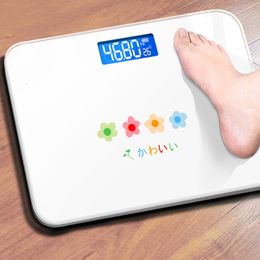 Body Weight Scales Flower Cartoon Bathroom Precision Electronic Scale Household LED Digital Small Weighing Floor 230620