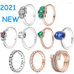 Cluster Rings 2023 Winter Fashion Original 925 Sterling Silver Jewelry Cubic Zirconia Love Star Lady Ring Free Christmas Gift Woman