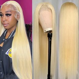 180 Density HD Transparent Lace Front Wig 613 Honey Blonde Brazilian Bone Straight 13x4 Lace Frontal Wig Pre Plucked Baby Hair