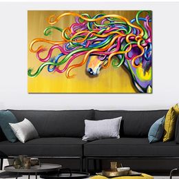 Abstract Canvas Art Majestic Horse Painting Handmade Modern Decor for Entryway