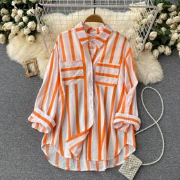 Casual Dresses 2023 Summer Autumn Striped Shirt Jacket Female Korean Version Loose Top