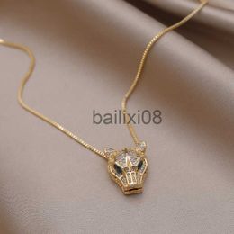 Pendant Necklaces Europe America Hot Fashion Jewellery Copper Inlaid Zircon Leopard Pendant Neckle Women Sexy Clavicle Neckle Party cessories J230620