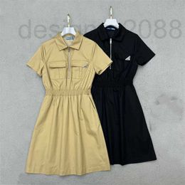 Basic & Casual Dresses designer Summer New Triangle Decorated with Celebrity Style and Elegant Style, Waist Wrapped, Slim Polo Neck Dress for Women CY3N