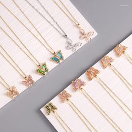 Pendant Necklaces Luxury Butterfly Zircon Necklace Stainless Steel Fashion Insect Choker Collar Jewellery Party Gifts For Women Girls