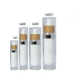 15ml 30ml New Empty Acrylic Lotion/Emulsion Press Pump Bottle with Bamboo pump fast shipping F957 Mmcjm