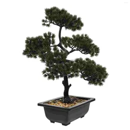 Decorative Flowers Simulation Welcome Pine Green Plants Fake Ornaments Indoor Artificial Potted Plastic Tree Bonsai Office Small Pots