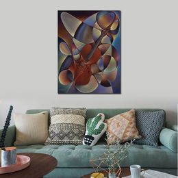 Abstract Figurative Art on Canvas Dynamic Violin Handmade Oil Painting Modern Decor