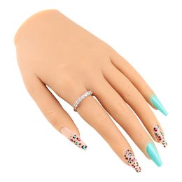 Nail Practice Display Nail Art Training Hand Realistic Silicone False Nails Display Practice Hand Soft and Adjustable Manicur Tool Nails Accessories 230619