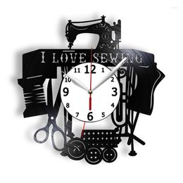 Wall Clocks I Love Sewing Vintage Clock Handmade Record Watches Machine Series Art Decor For Room