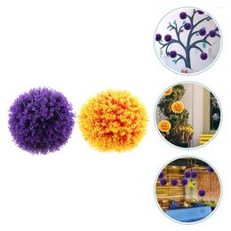 Decorative Flowers 2pcs Artificial Topiary Balls Hanging Grass Ball Pendants